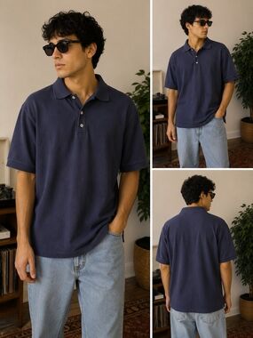 Vintage 90's Navy Blue Size Large Polo Shirt